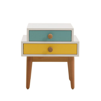 Table de chevet moderne:Ajoutez table de nuit avec deux tiroirs à votre équipement de chambre à couche