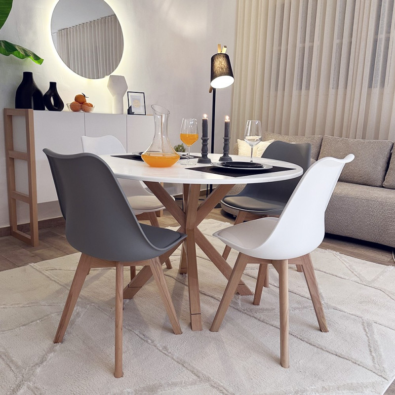 Pack Table CARMEN + 4 Chaises DSW Pieds Croisés Pack Table CARMEN + 4 Chaises DSW Pieds Croisés