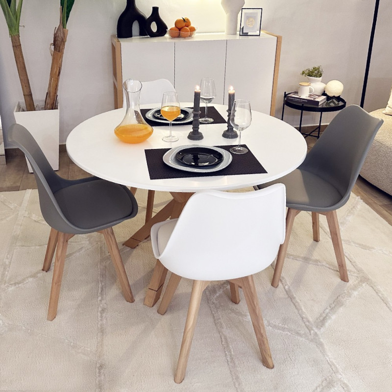 Pack Table CARMEN + 4 Chaises DSW Pieds Croisés Pack Table CARMEN + 4 Chaises DSW Pieds Croisés