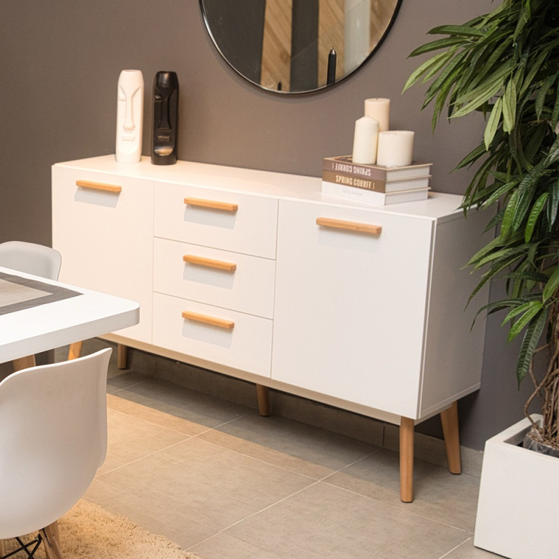 Buffet Scandinave 2 Portes 3 Tiroirs