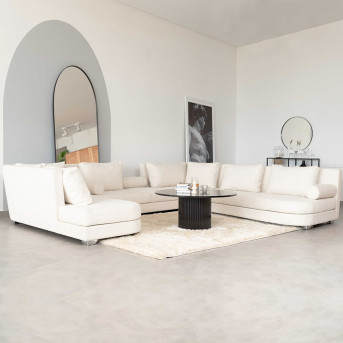 salon de coin, salon moderne / Socle + accoudoirs : Bois rouge