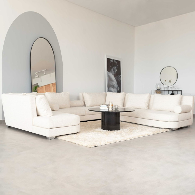 salon de coin, salon moderne / Socle + accoudoirs : Bois rouge
