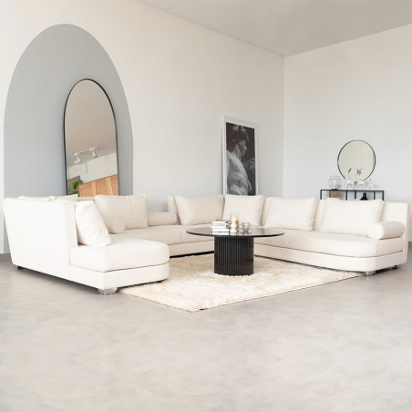 salon de coin, salon moderne / Socle + accoudoirs : Bois rouge