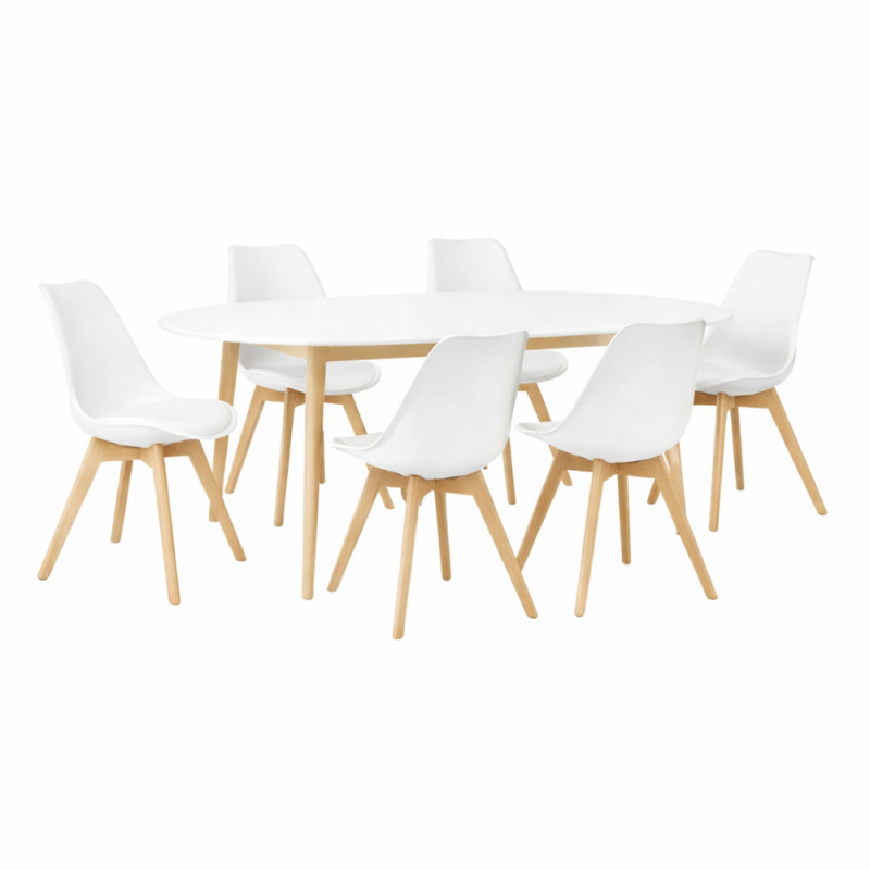 Pack Table SYMPHONIE + 6 Chaises DSW Pieds Croisés Pack Table SYMPHONIE + 6 Chaises DSW Pieds Croisés