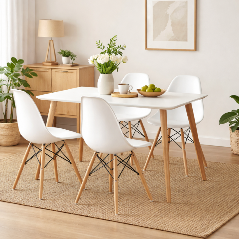 Table LEENA + 4 Chaise DSW Scandinave