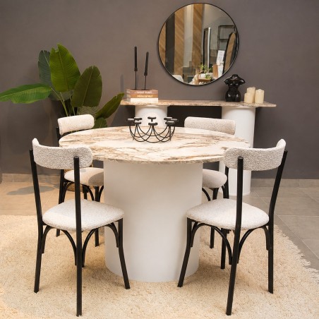 Pack Table ORÉKO + 4 Chaises IBIZA Capitonnées